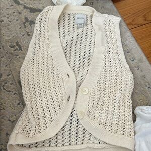 Maeve Ivory Knit Cardigan Vest